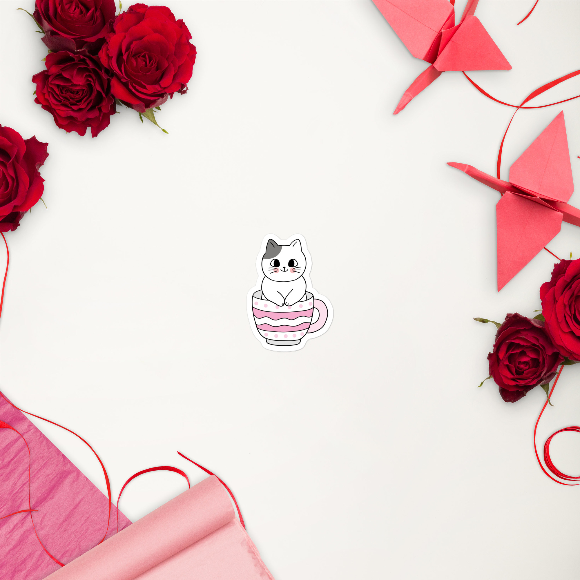 cat in a cup stickers - الصورة 3