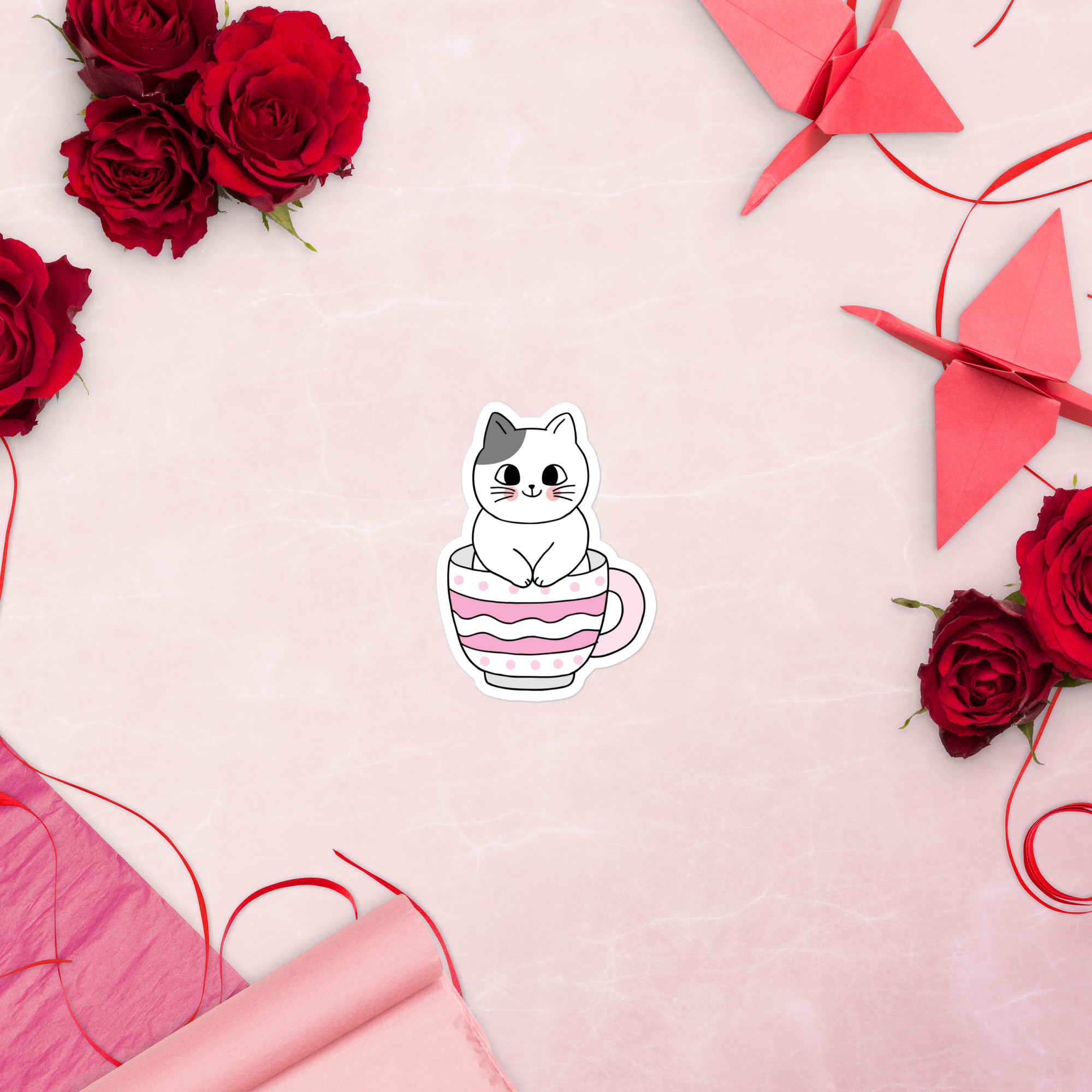 cat in a cup stickers - الصورة 4