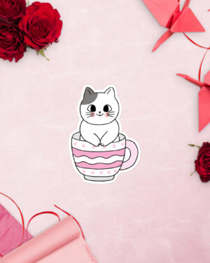 cat in a cup stickers